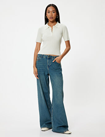 Polo Yaka Triko Kazak Kısa Kollu