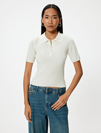 Polo Yaka Triko Kazak Kısa Kollu