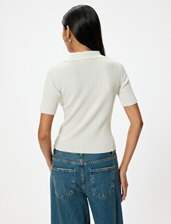 Polo Yaka Triko Kazak Kısa Kollu