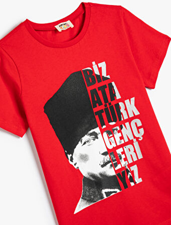 Atatürk Tişört Kısa Kollu Bisiklet Yaka Pamuklu