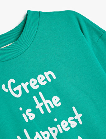 Sweatshirt Slogan Baskılı Uzun Kollu Bisiklet Yaka Pamuklu Şardonlu