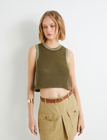 Crop Triko Atlet Bisiklet Yaka