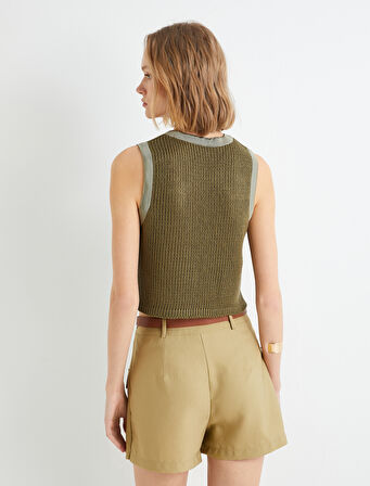 Crop Triko Atlet Bisiklet Yaka