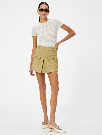 Kısa Kollu Tişört Bisiklet Yaka Dokulu