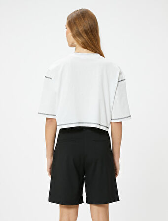 Forma Tişört Yarış Temalı Renk Bloklu Kısa Kollu V Yaka Rahat Kalıp