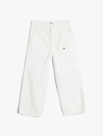 Pantolon Cep Detaylı Düğmeli Pamuklu