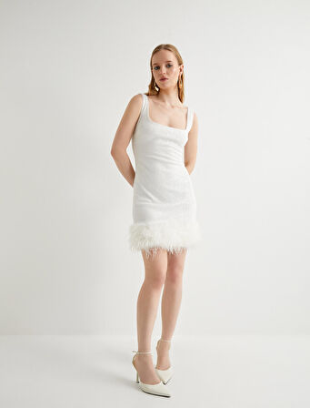 Mini Pullu Payetli Elbise Bridal Otriş Detaylı Askılı Slim Fit