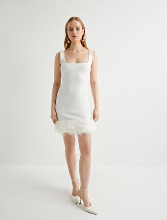 Mini Pullu Payetli Elbise Bridal Otriş Detaylı Askılı Slim Fit