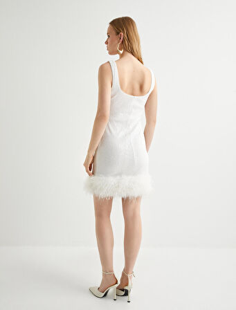 Mini Pullu Payetli Elbise Bridal Otriş Detaylı Askılı Slim Fit