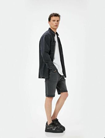 4SAM40315ND Koton Erkek Kot&Kanvas Şort GRİ