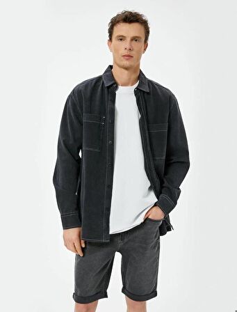 4SAM40315ND Koton Erkek Kot&Kanvas Şort GRİ