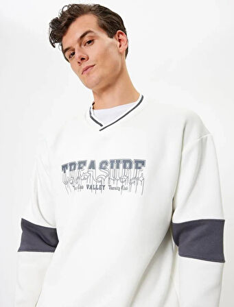 5WAM70004MK Koton Erkek Sweat BEYAZ