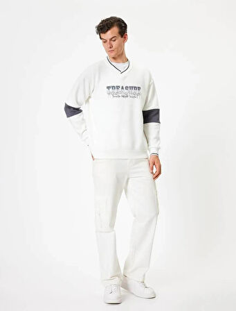 5WAM70004MK Koton Erkek Sweat BEYAZ