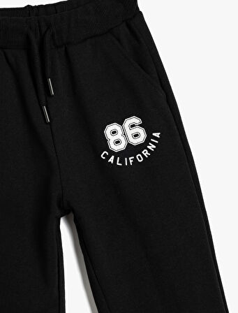 Jogger Eşofman Altı Baskı Detaylı Cepli Beli Bağlamalı 