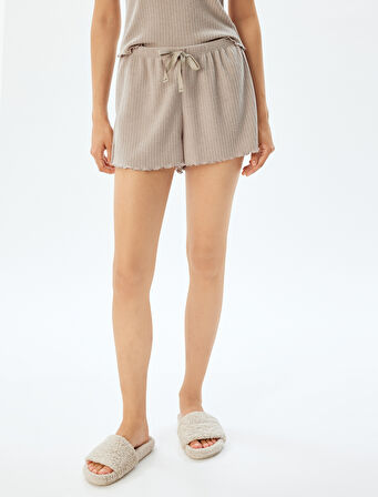 Şort Pijama Altı Bol Kalıp Dokulu Beli Bağlamalı