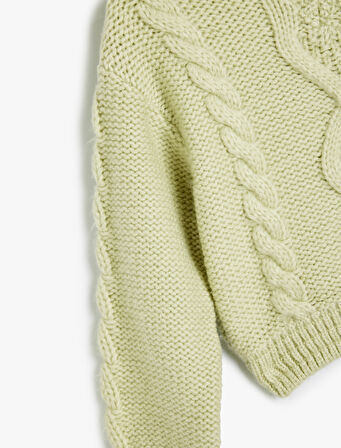 Kapşonlu Örgü Kazak Uzun Kollu