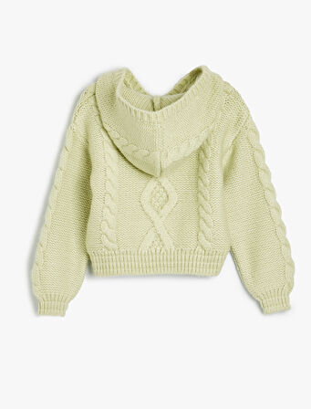 Kapşonlu Örgü Kazak Uzun Kollu