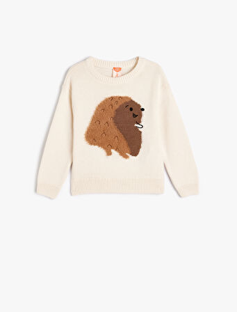 Triko Kazak Kirpi Aplikeli Uzun Kollu Bisiklet Yaka