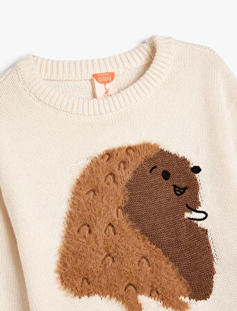 Triko Kazak Kirpi Aplikeli Uzun Kollu Bisiklet Yaka