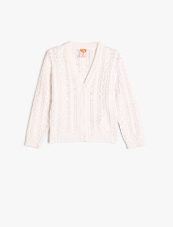 Basic Triko Hırka V Yaka Uzun Kollu Düğme Kapamalı