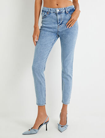 Dar Paça Skinny Kot Pantolon Cepli Yüksek Bel - Carmen Skinny Jeans