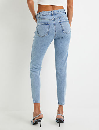 Dar Paça Skinny Kot Pantolon Cepli Yüksek Bel - Carmen Skinny Jeans