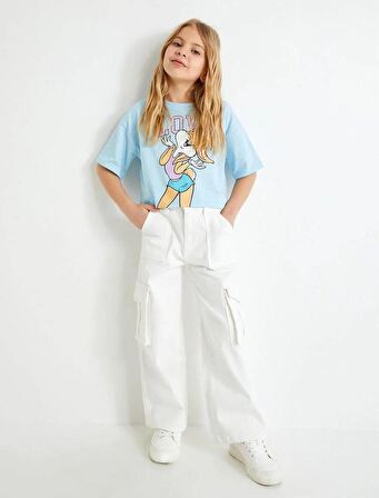 4SKG10412AK Koton Kız Çocuk T-shirt MAVİ