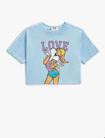 4SKG10412AK Koton Kız Çocuk T-shirt MAVİ