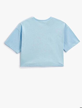 4SKG10412AK Koton Kız Çocuk T-shirt MAVİ