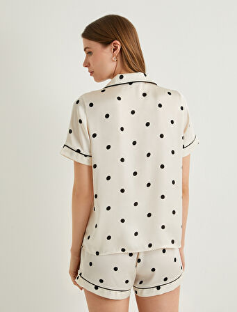 Düğmeli Pijama Üstü Kısa Kollu Cep Detaylı