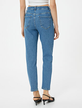 Dar Paça Kot Pantolon Pamuklu - Mom Slim Jeans