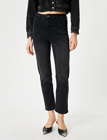 Slim Düz Paça Kot Pantolon Cepli Pamuklu - Eve Slim Jeans