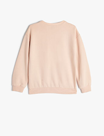Kız Çocuk Sweatshirt Köpek Baskılı Bisiklet Yaka Uzun Kollu