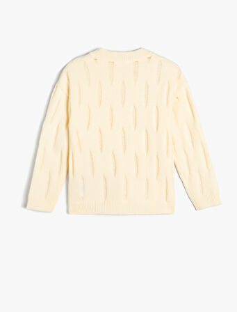 Sweatshirt Dokulu Bisiklet Yaka Uzun Kollu 