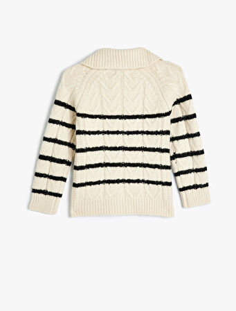 Basic Triko Hırka Uzun Kollu Fermuar Kapamalı Dik Yaka