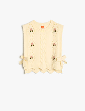 Örgü Kazak Kolsuz Yanları Bağlamalı Bisiklet Yaka 