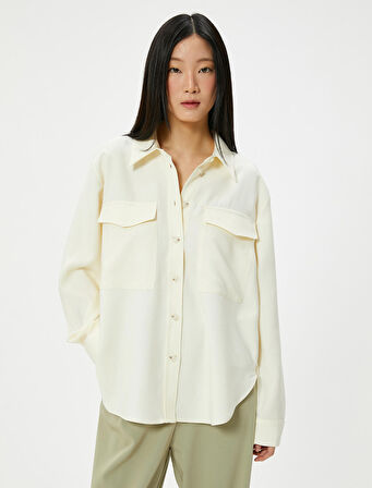 Gömlek Ceket Uzun Kollu Kapaklı Cepli Düğmeli