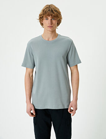 Basic Tişört Bisiklet Yaka Kısa Kollu Pamuklu