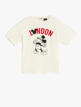 Mickey Mouse Tişört Lisanslı Kısa Kollu Bisiklet Yaka Pamuklu