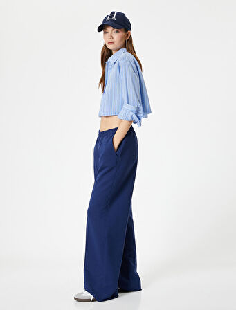 Geniş Paça Eşofman Nervürlü Rahat Kalıp