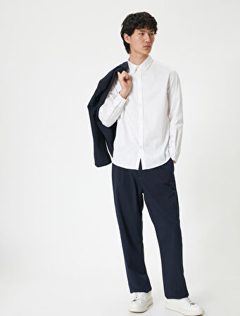 Basic Gömlek Uzun Kollu Düğmeli Klasik Yaka