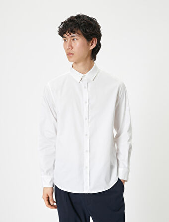 Basic Gömlek Uzun Kollu Düğmeli Klasik Yaka