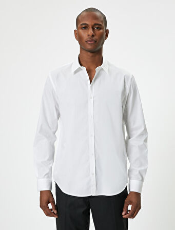 Basic Gömlek Uzun Kollu Klasik Yaka Düğmeli Pamuklu