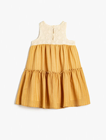 Askılı Elbise Dantel Detaylı Katlı Pamuklu