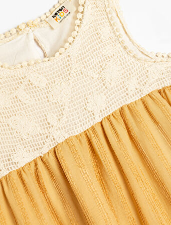 Askılı Elbise Dantel Detaylı Katlı Pamuklu