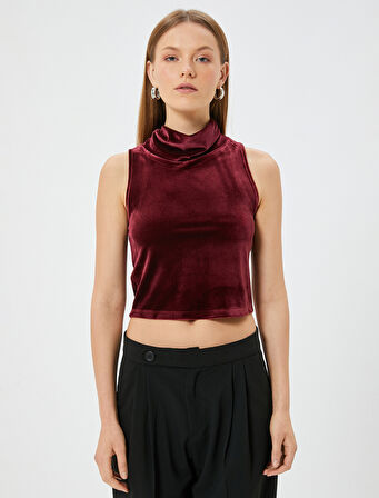 Kadife Üst Kolsuz Dökümlü Balıkçı Yaka 