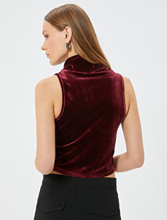 Kadife Üst Kolsuz Dökümlü Balıkçı Yaka 