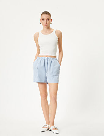 Mini Şort Beli Bağcıklı Cep Detaylı Modal