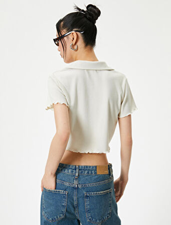 Crop Polo Tişört Kısa Kollu Slim Fit