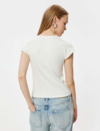 Basic Tişört Kısa Kollu Kare Yaka Slim Fit Viskon Karışımlı